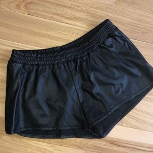 Black leather shorts
